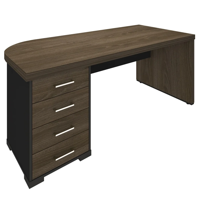 Mesa para Escritório 4 Gavetas Lado Esquerdo 180cm Tamburato Executiva A06 Marrom/Preto - Mpozenato