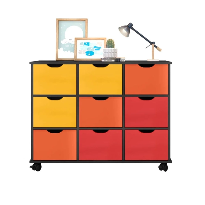 Nicho Organizador com Rodízios Toys 9 Gavetas Q01 Pto/Color - Mpozenato