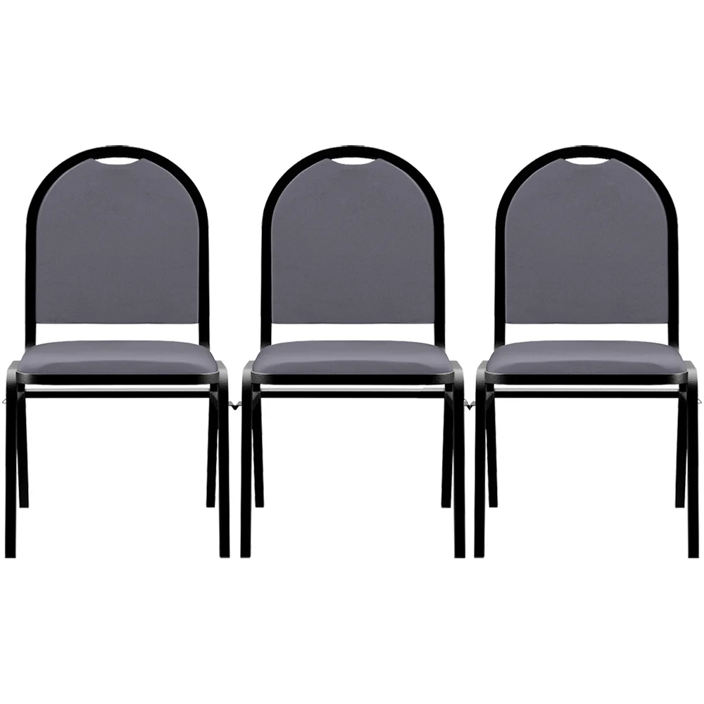 Kit 3 Cadeiras Hoteleiras Auditório Empilhável Sintético Z33 Cinza - Mpozenato