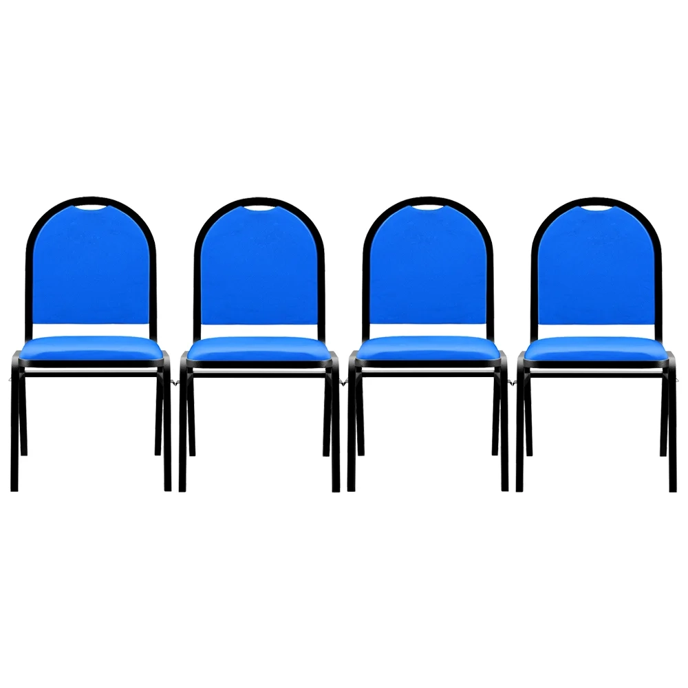 Kit 4 Cadeiras Hoteleiras Auditório Empilhável Sintético Z33 Azul - Mpozenato