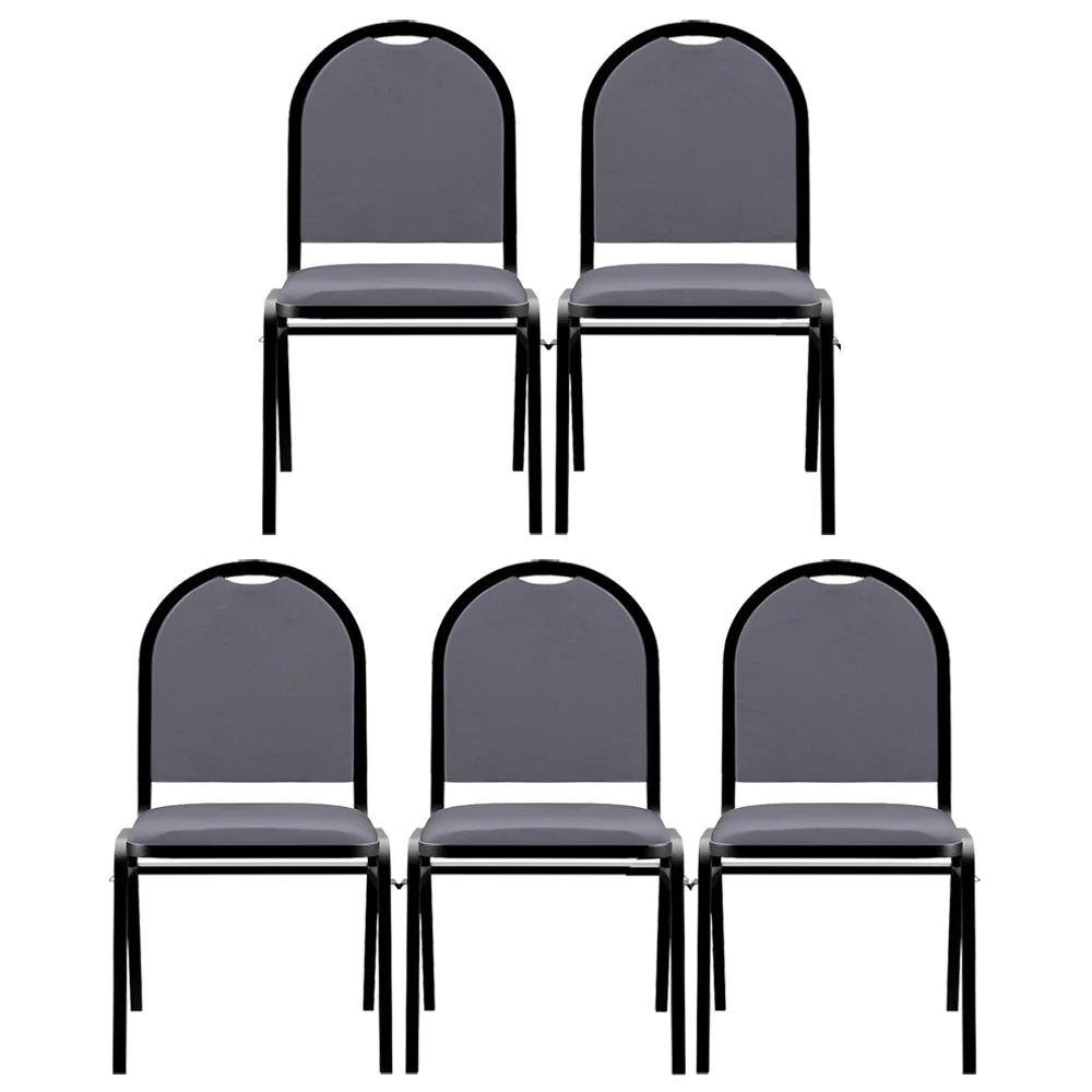 Kit 5 Cadeiras Hoteleiras Auditório Empilhável Sintético Z33 Cinza - Mpozenato