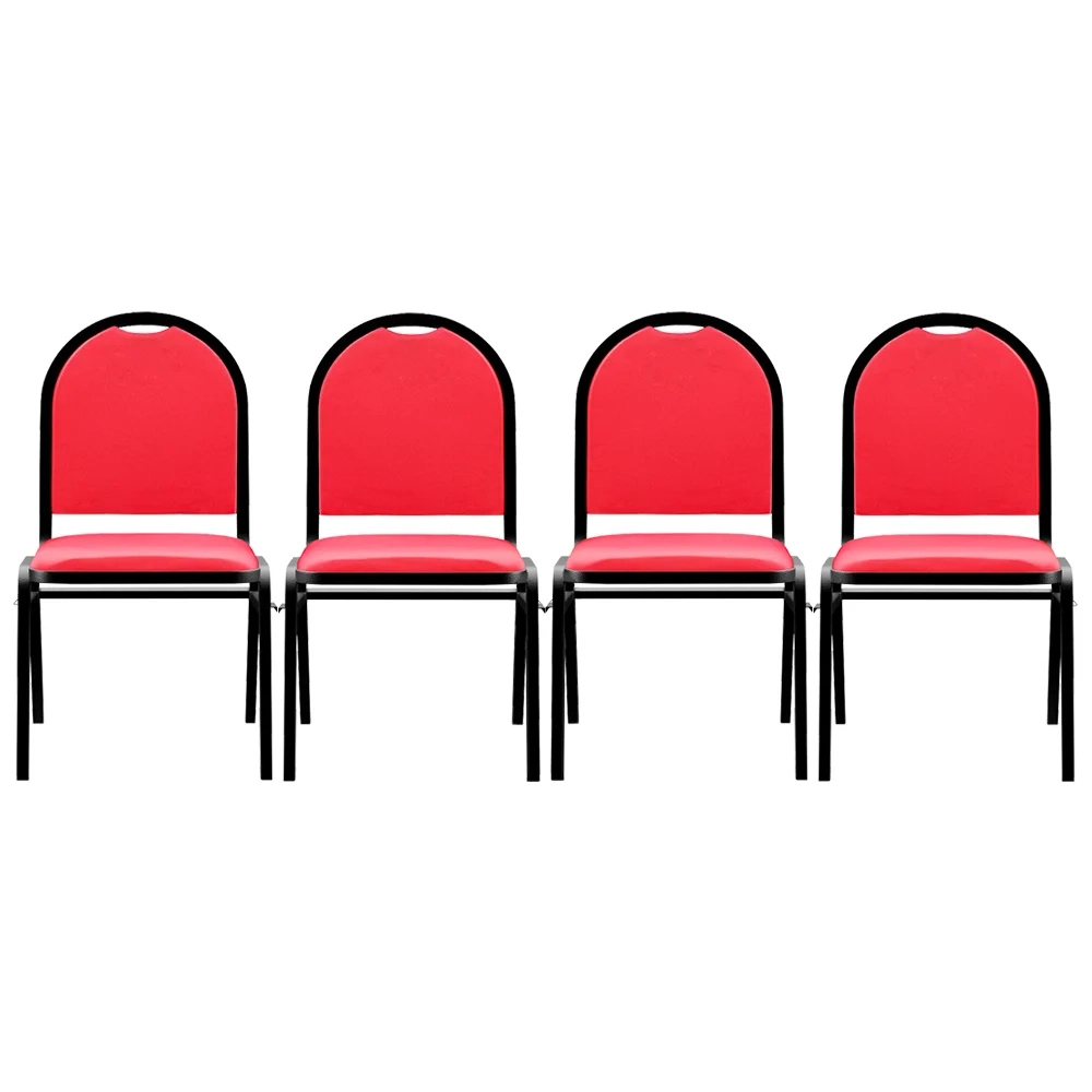 Kit 4 Cadeiras Hoteleiras Auditório Empilhável Sintético Z33 Vermelho - Mpozenato