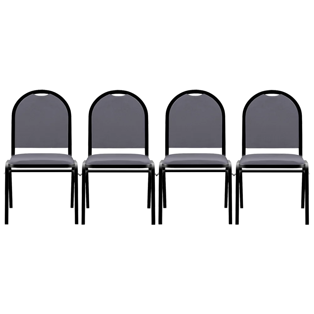 Kit 4 Cadeiras Hoteleiras Auditório Empilhável Sintético Z33 Cinza - Mpozenato