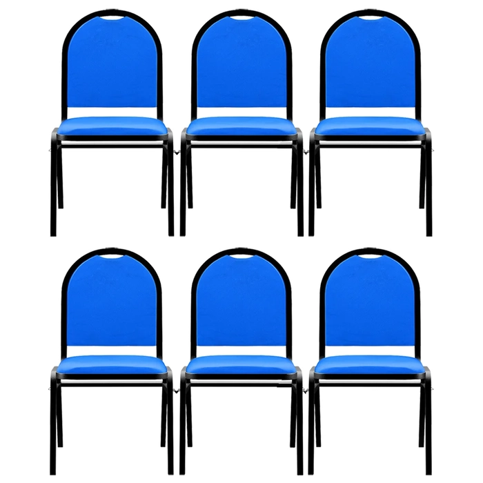 Kit 6 Cadeiras Hoteleiras Auditório Empilhável Sintético Z33 Azul - Mpozenato