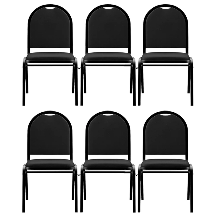 Kit 6 Cadeiras Hoteleiras Auditório Empilhável Sintético Z33 Preto - Mpozenato