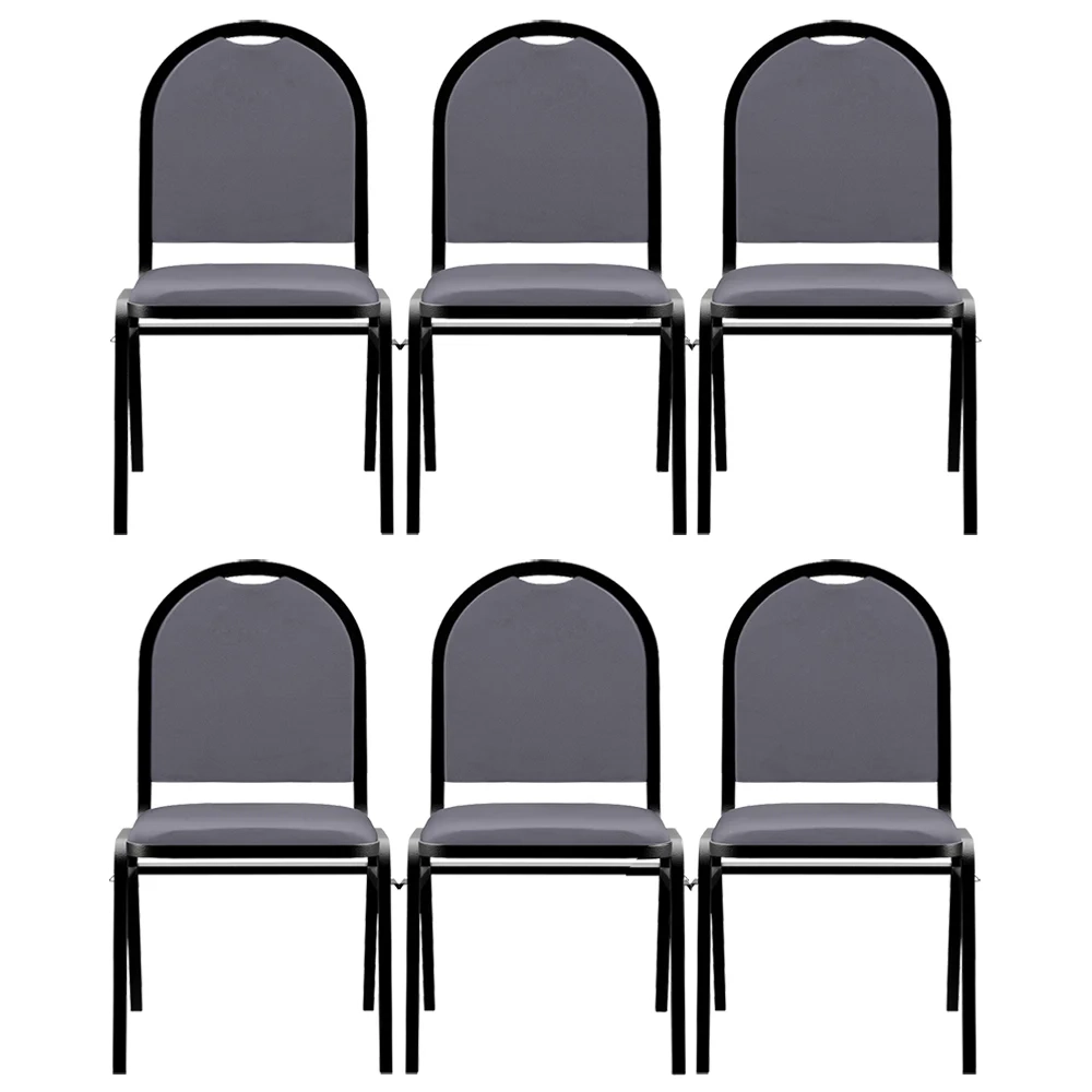 Kit 6 Cadeiras Hoteleiras Auditório Empilhável Sintético Z33 Cinza - Mpozenato