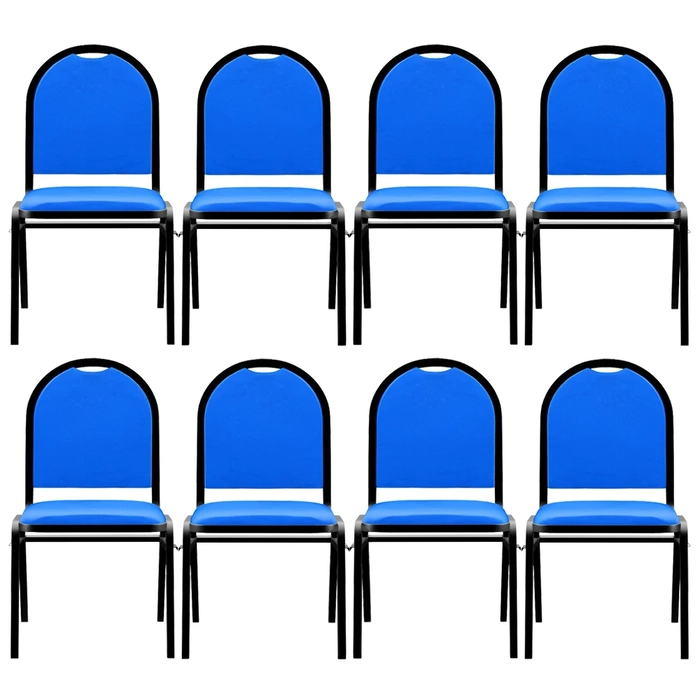 Kit 8 Cadeiras Hoteleiras Auditório Empilhável Sintético Z33 Azul - Mpozenato