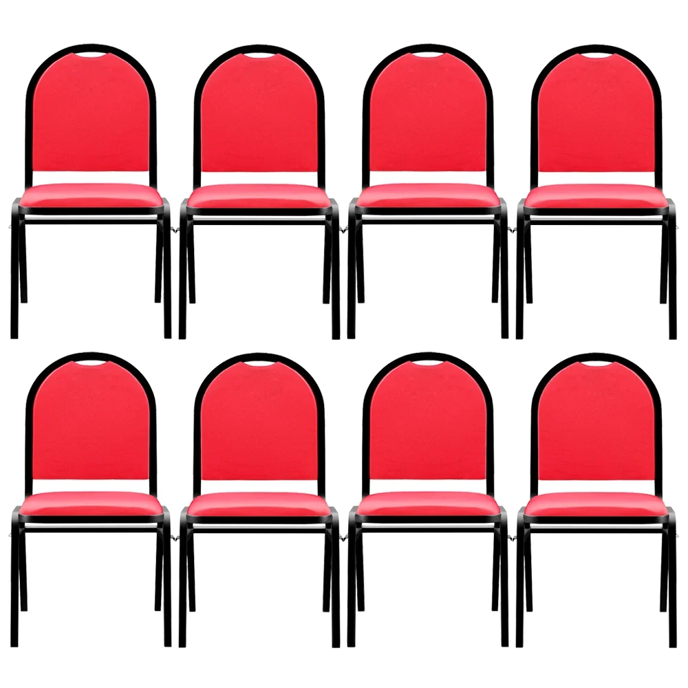 Kit 8 Cadeiras Hoteleiras Auditório Empilhável Sintético Z33 Vermelho - Mpozenato