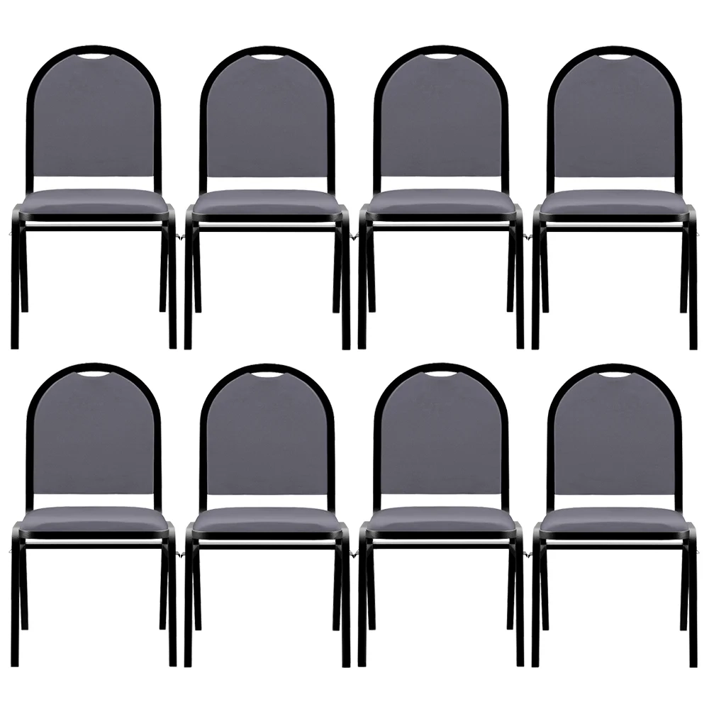 Kit 8 Cadeiras Hoteleiras Auditório Empilhável Sintético Z33 Cinza - Mpozenato