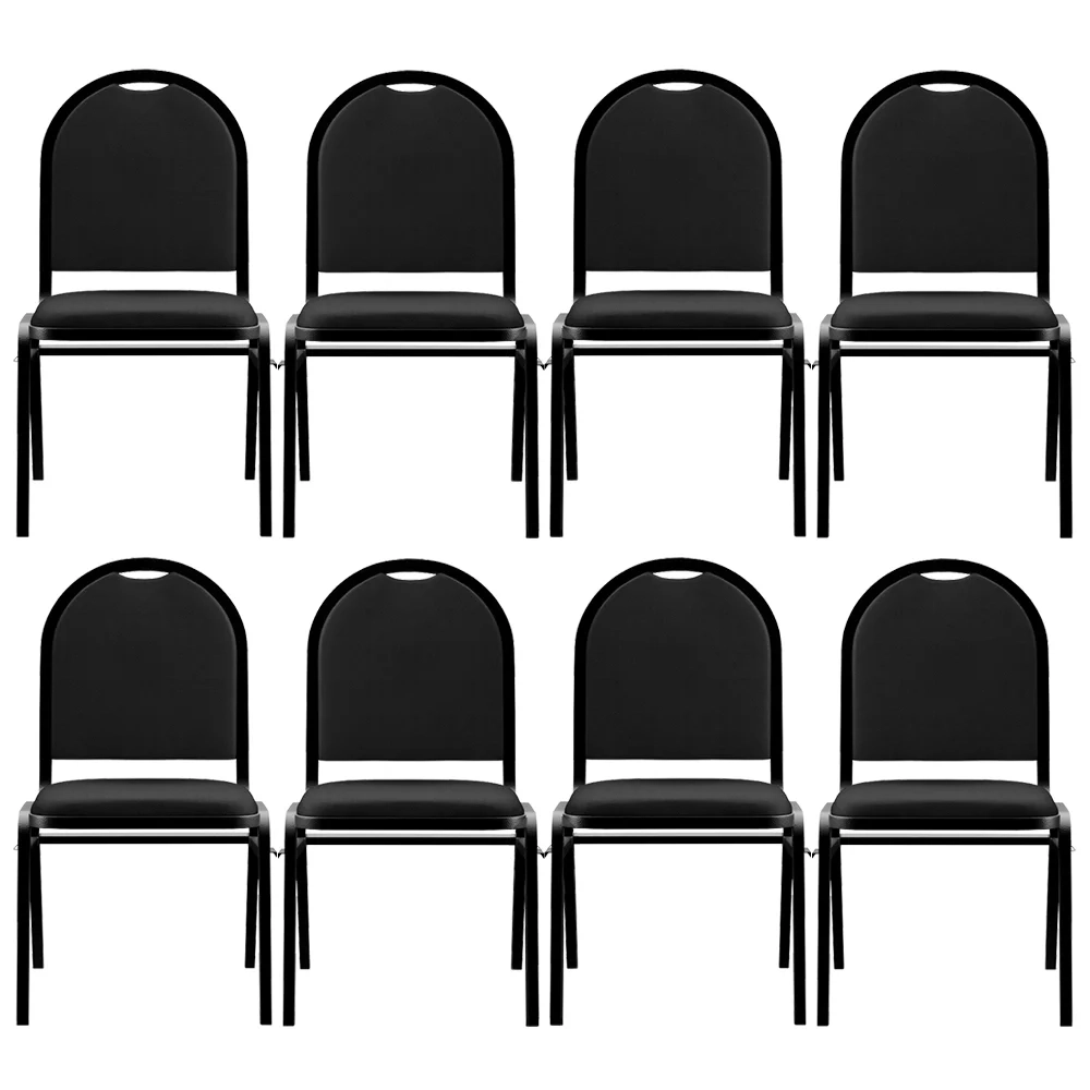 Kit 8 Cadeiras Hoteleiras Auditório Empilhável Sintético Z33 Preto - Mpozenato