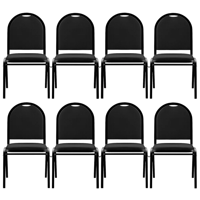 Kit 8 Cadeiras Hoteleiras Auditório Empilhável Sintético Z33 Preto - Mpozenato