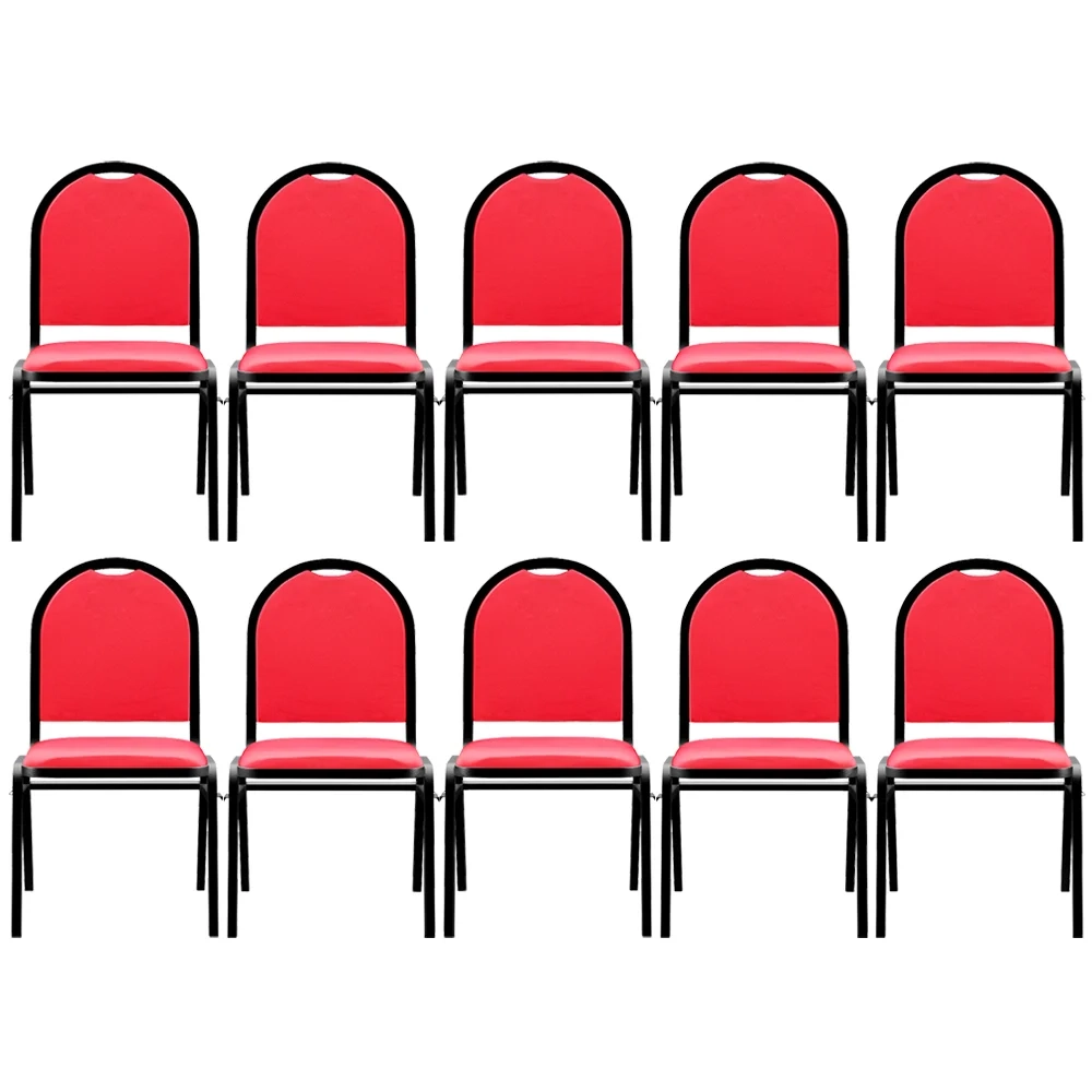 Kit 10 Cadeiras Hoteleiras Auditório Empilhável Sintético Z33 Vermelho - Mpozenato