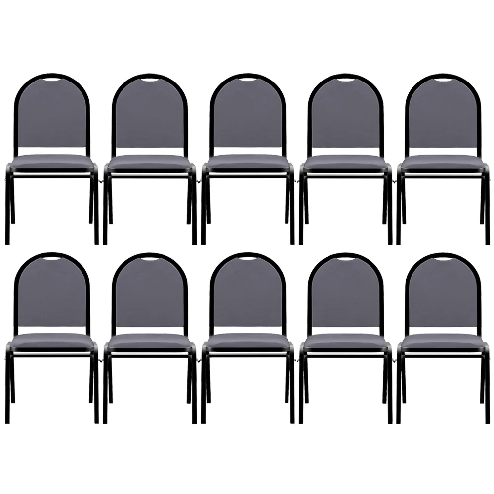 Kit 10 Cadeiras Hoteleiras Auditório Empilhável Sintético Z33 Cinza - Mpozenato