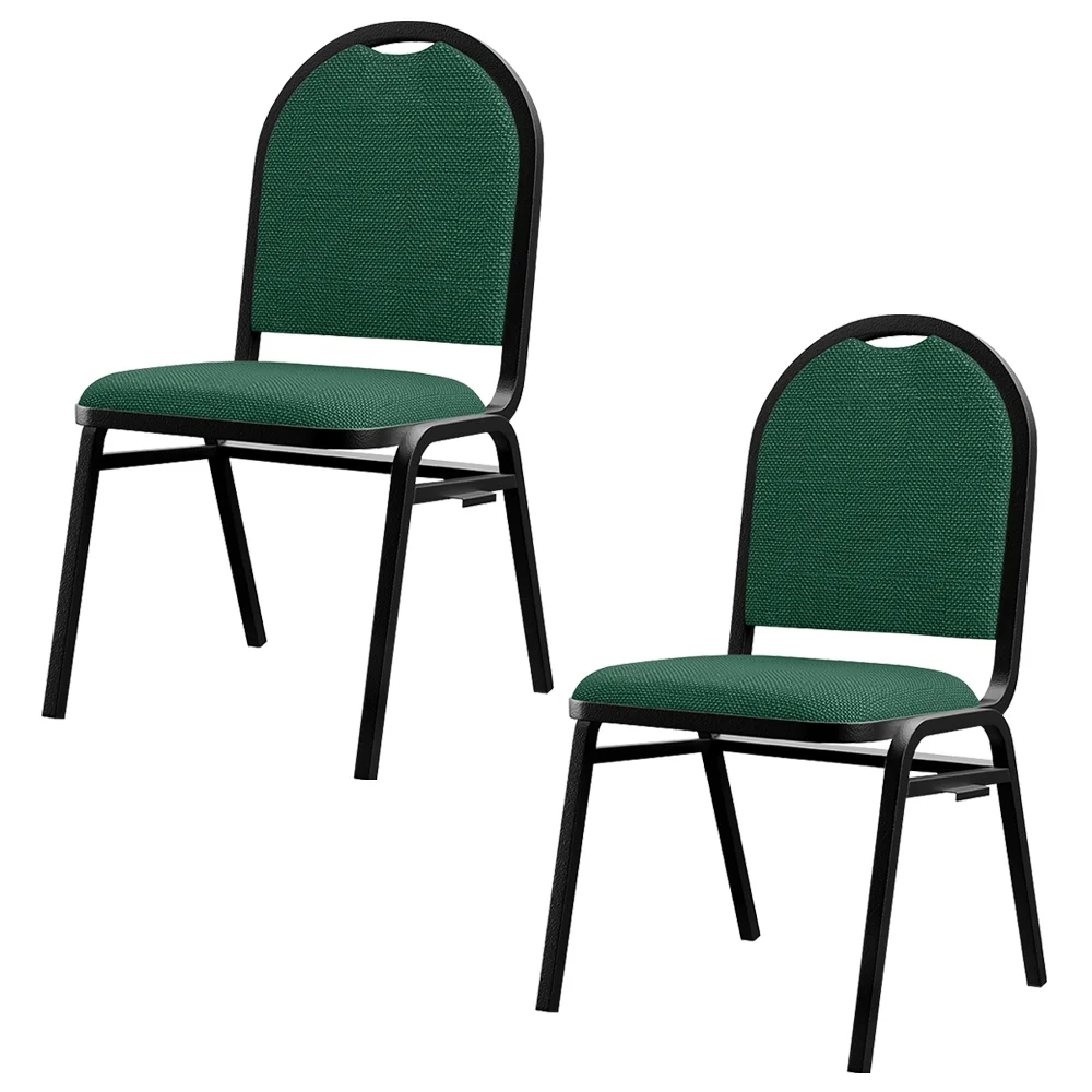 Kit 2 Cadeiras Hoteleiras Auditório Empilhável Linho Z33 Verde - Mpozenato