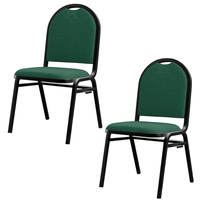 Kit 2 Cadeiras Hoteleiras Auditório Empilhável Linho Z33 Verde - Mpozenato