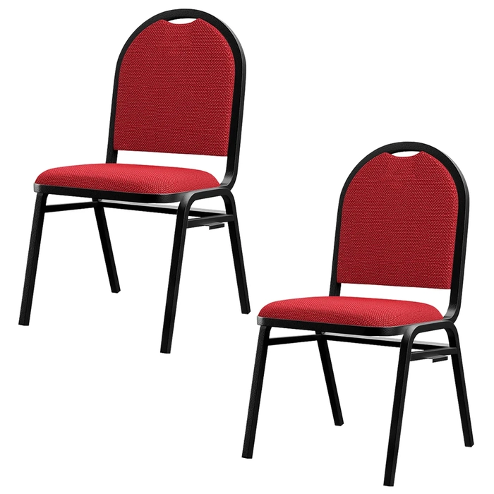 Kit 2 Cadeiras Hoteleiras Auditório Empilhável Linho Z33 Vermelho - Mpozenato