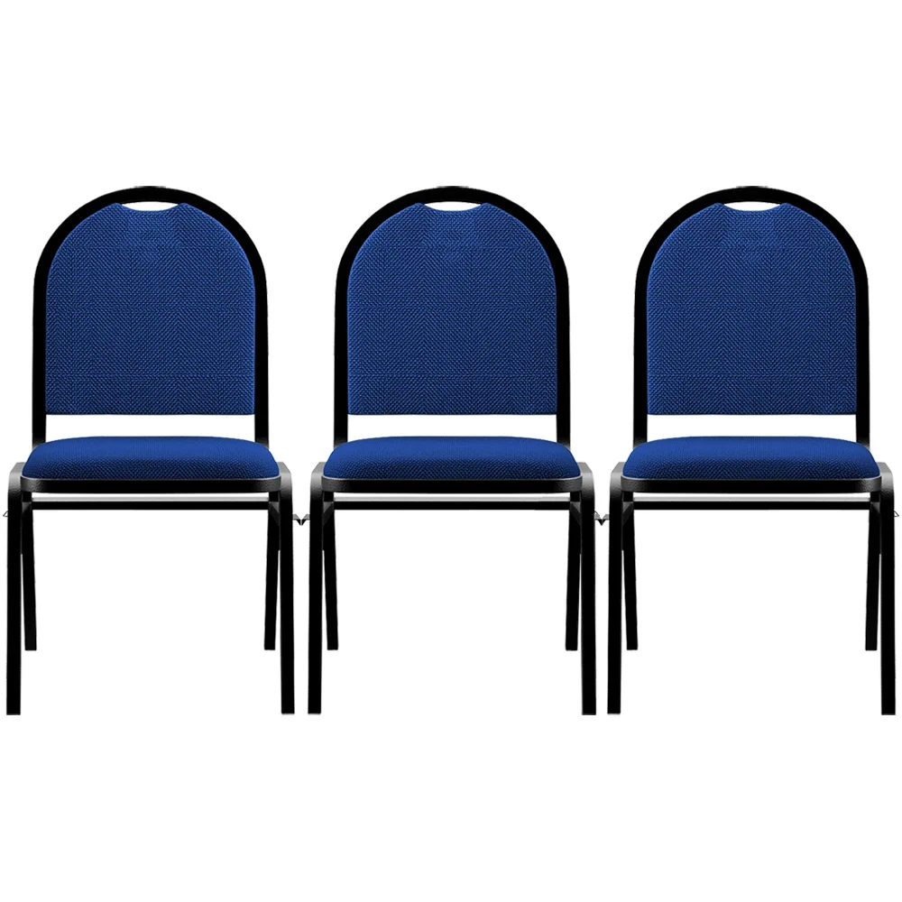 Kit 3 Cadeiras Hoteleiras Auditório Empilhável Linho Z33 Azul - Mpozenato