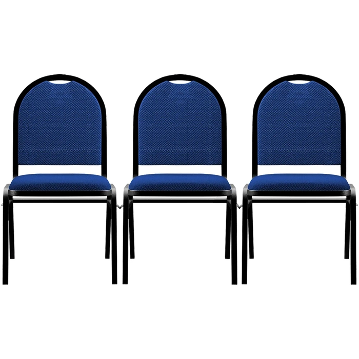 Kit 3 Cadeiras Hoteleiras Auditório Empilhável Linho Z33 Azul - Mpozenato