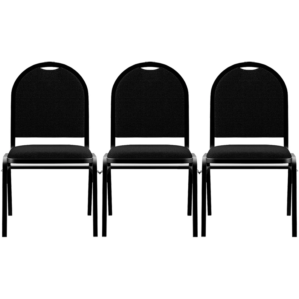Kit 3 Cadeiras Hoteleiras Auditório Empilhável Linho Z33 Preto - Mpozenato