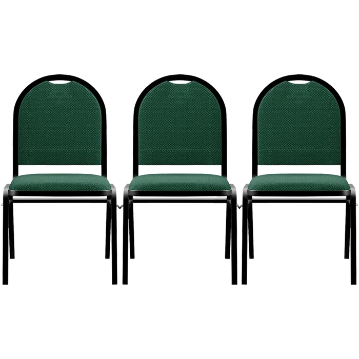 Kit 3 Cadeiras Hoteleiras Auditório Empilhável Linho Z33 Verde - Mpozenato