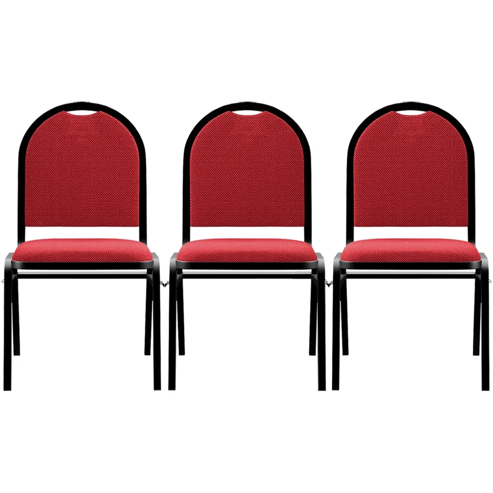 Kit 3 Cadeiras Hoteleiras Auditório Empilhável Linho Z33 Vermelho - Mpozenato
