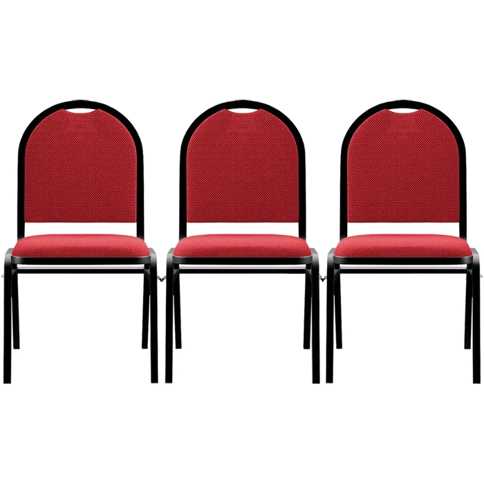 Kit 3 Cadeiras Hoteleiras Auditório Empilhável Linho Z33 Vermelho - Mpozenato