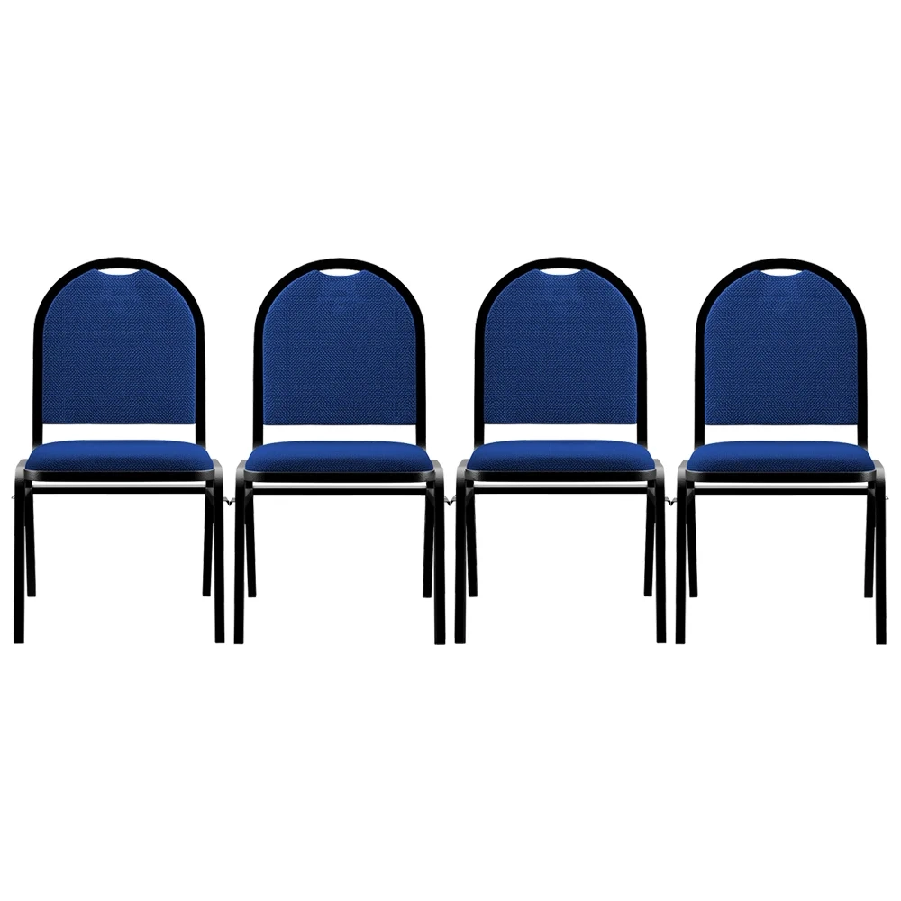 Kit 4 Cadeiras Hoteleiras Auditório Empilhável Linho Z33 Azul - Mpozenato