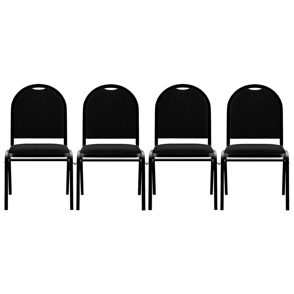 Kit 4 Cadeiras Hoteleiras Auditório Empilhável Linho Z33 Preto - Mpozenato