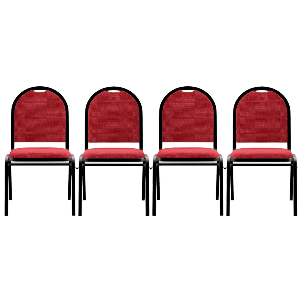 Kit 4 Cadeiras Hoteleiras Auditório Empilhável Linho Z33 Vermelho - Mpozenato