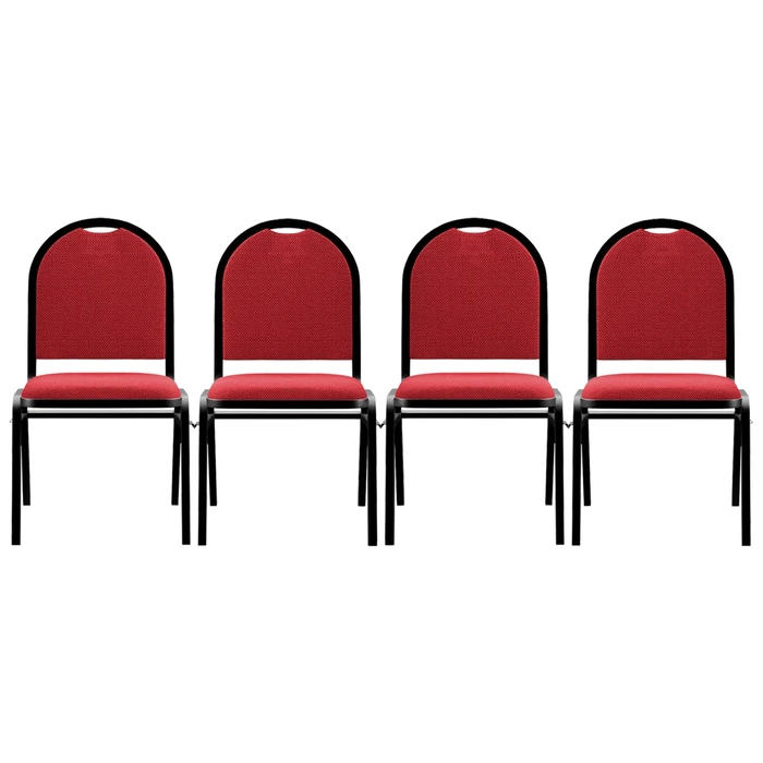 Kit 4 Cadeiras Hoteleiras Auditório Empilhável Linho Z33 Vermelho - Mpozenato