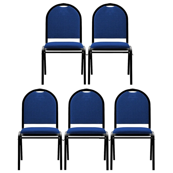 Kit 5 Cadeiras Hoteleiras Auditório Empilhável Linho Z33 Azul - Mpozenato