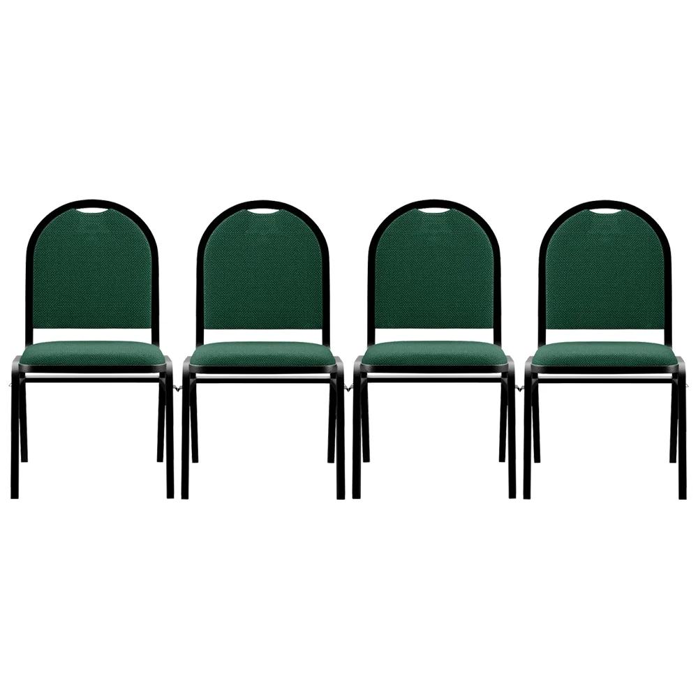 Kit 4 Cadeiras Hoteleiras Auditório Empilhável Linho Z33 Verde - Mpozenato