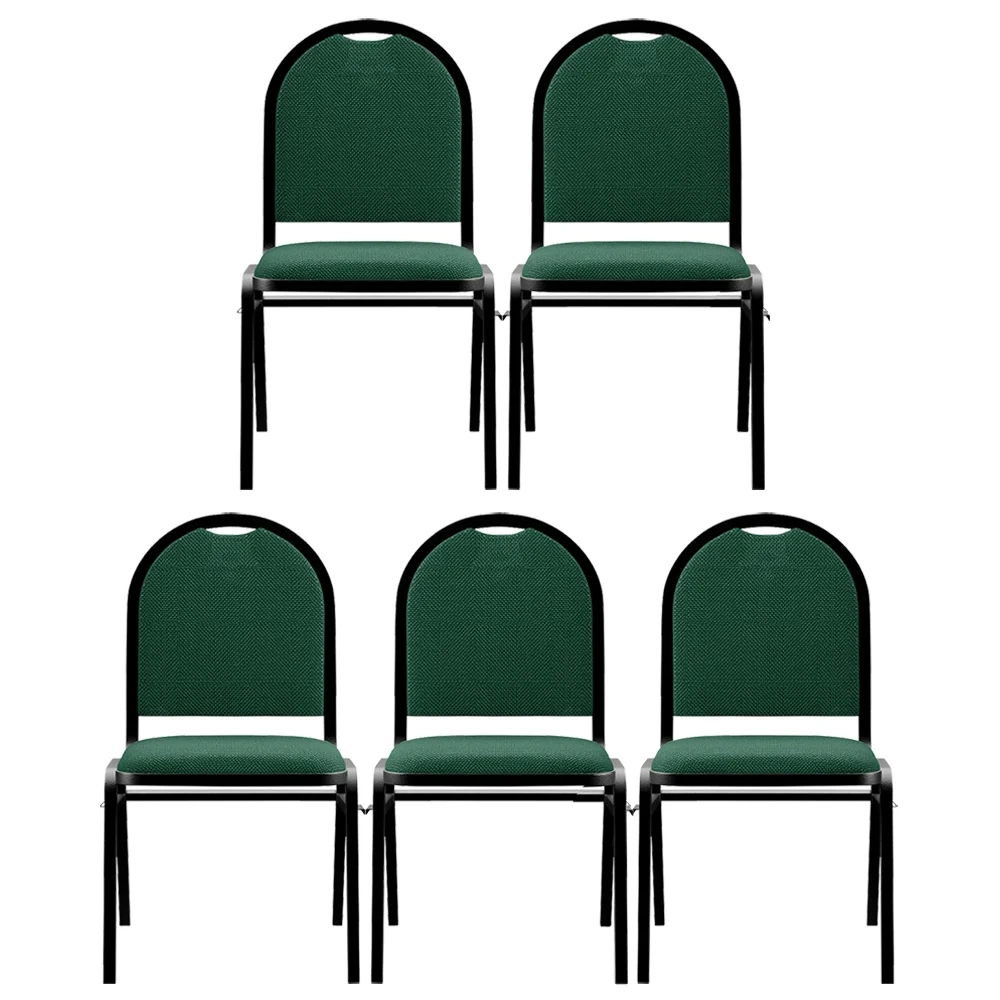 Kit 5 Cadeiras Hoteleiras Auditório Empilhável Linho Z33 Verde - Mpozenato