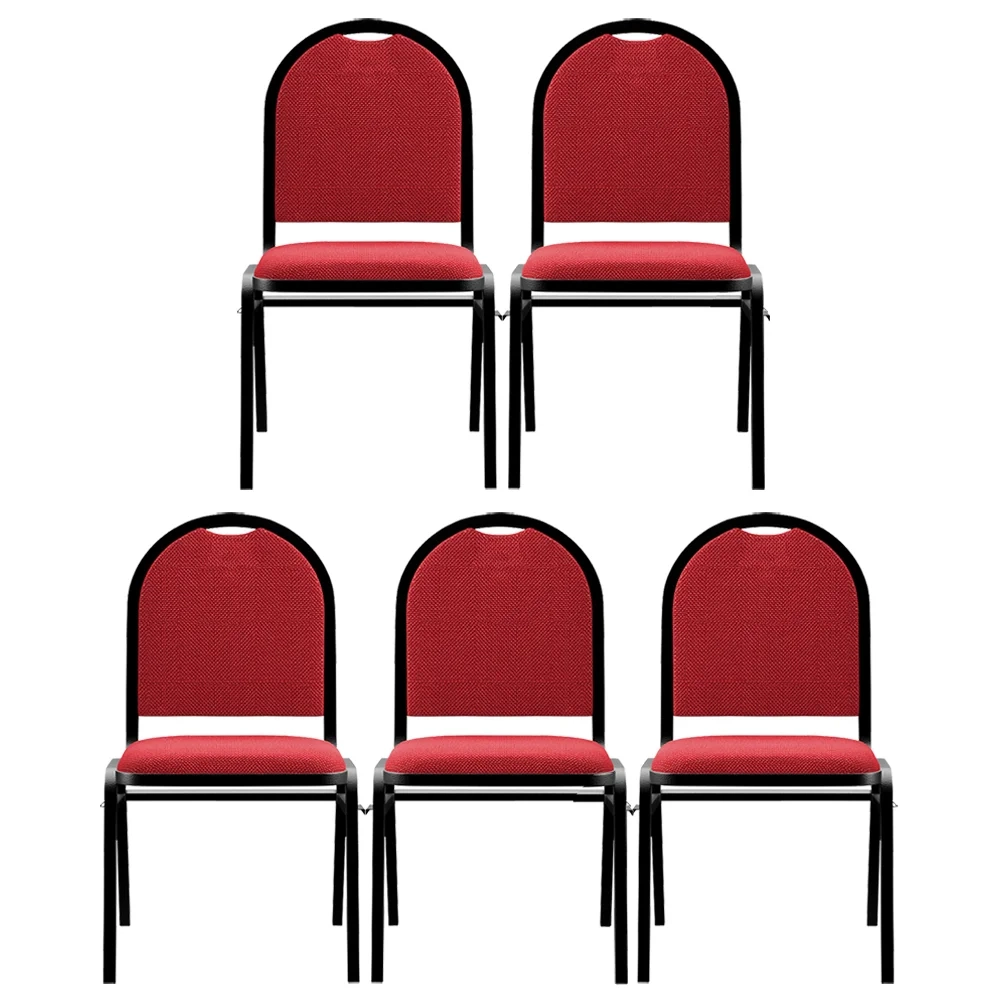 Kit 5 Cadeiras Hoteleiras Auditório Empilhável Linho Z33 Vermelho - Mpozenato