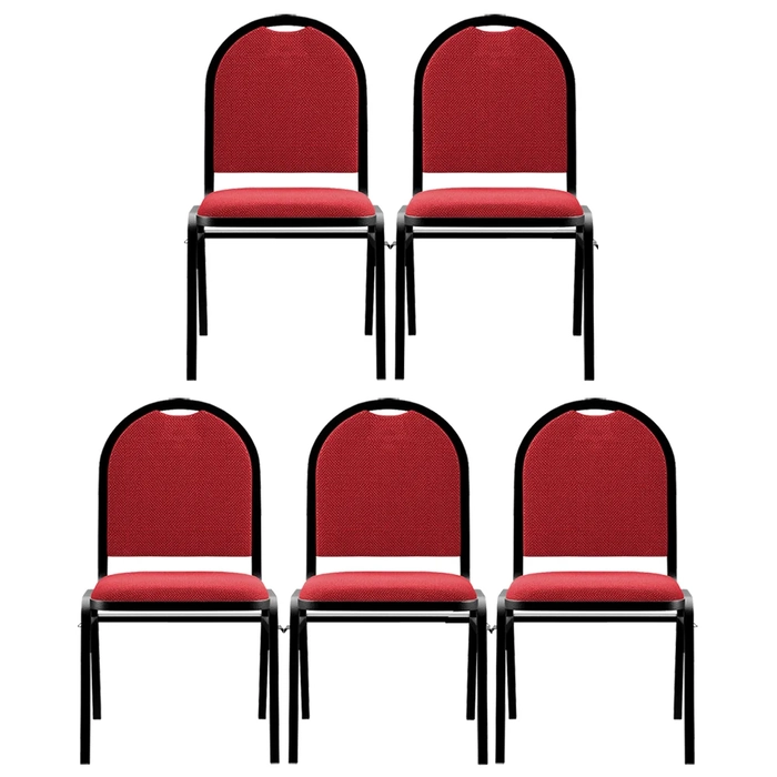 Kit 5 Cadeiras Hoteleiras Auditório Empilhável Linho Z33 Vermelho - Mpozenato