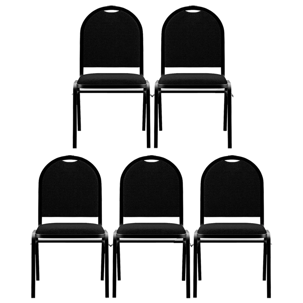 Kit 5 Cadeiras Hoteleiras Auditório Empilhável Linho Z33 Preto - Mpozenato