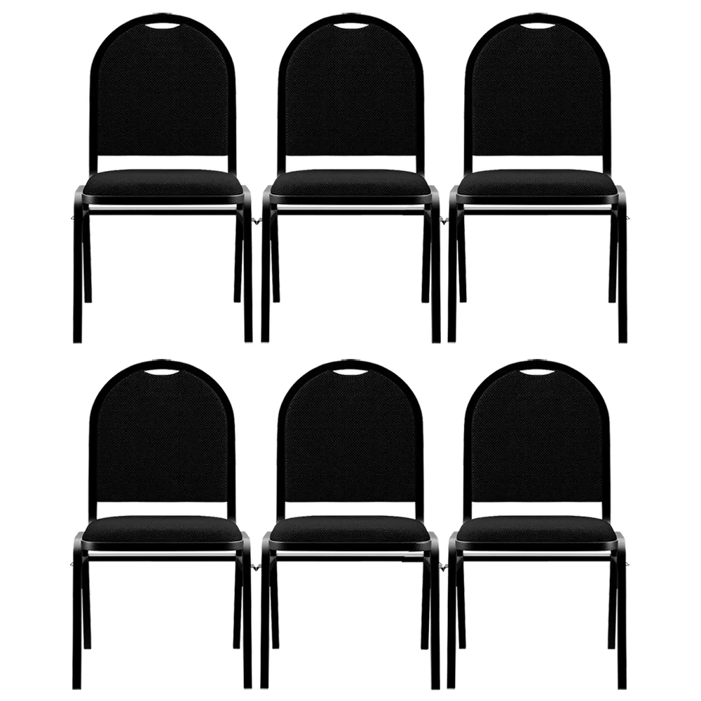 Kit 6 Cadeiras Hoteleiras Auditório Empilhável Linho Z33 Preto - Mpozenato