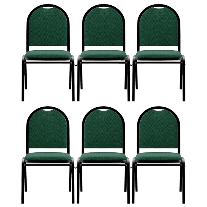 Kit 6 Cadeiras Hoteleiras Auditório Empilhável Linho Z33 Verde - Mpozenato