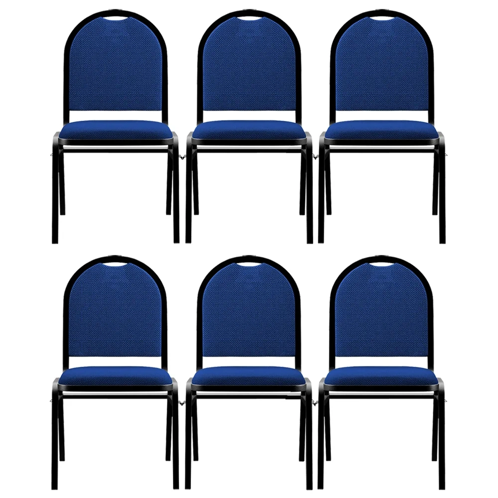 Kit 6 Cadeiras Hoteleiras Auditório Empilhável Linho Z33 Azul - Mpozenato