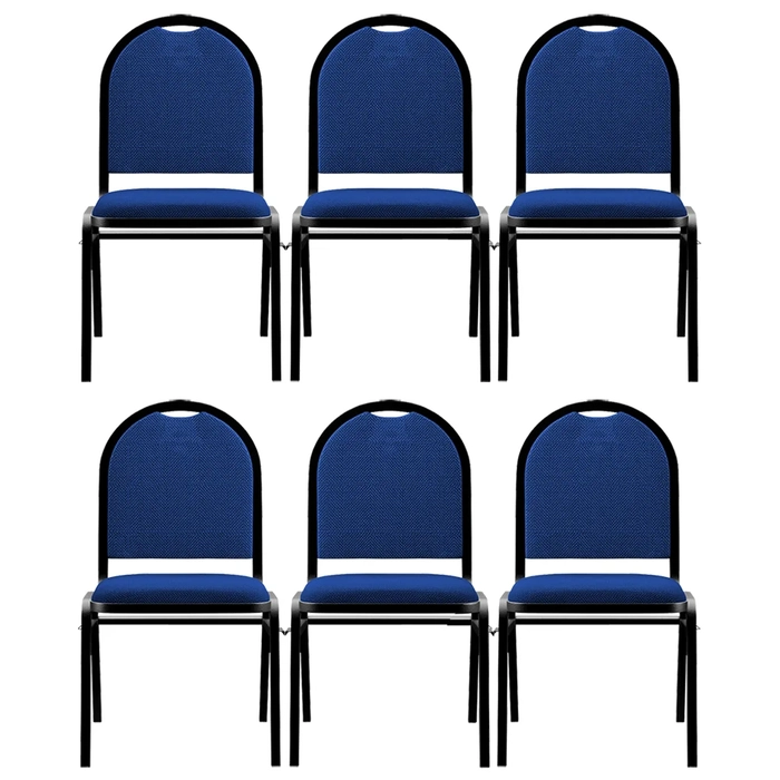 Kit 6 Cadeiras Hoteleiras Auditório Empilhável Linho Z33 Azul - Mpozenato