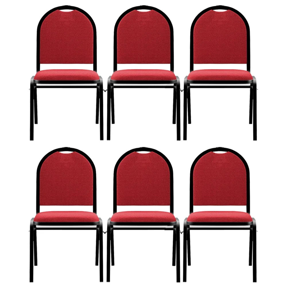 Kit 6 Cadeiras Hoteleiras Auditório Empilhável Linho Z33 Vermelho - Mpozenato