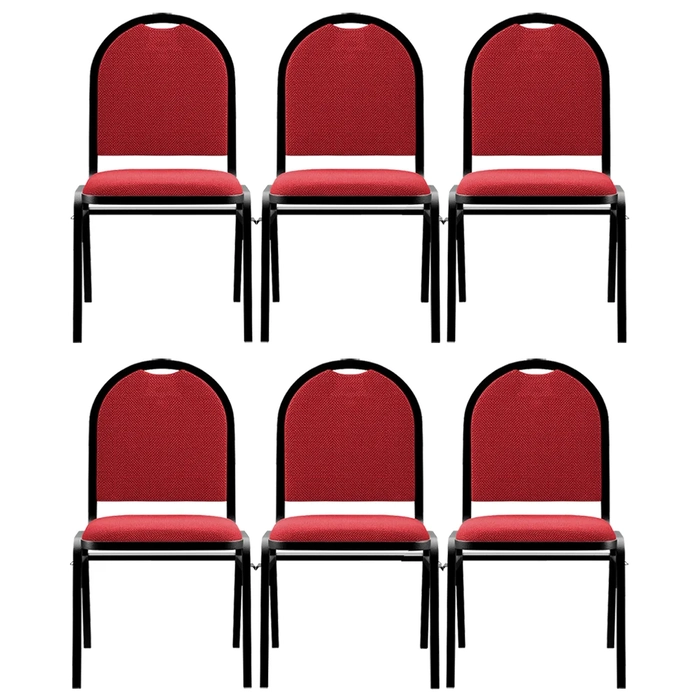 Kit 6 Cadeiras Hoteleiras Auditório Empilhável Linho Z33 Vermelho - Mpozenato