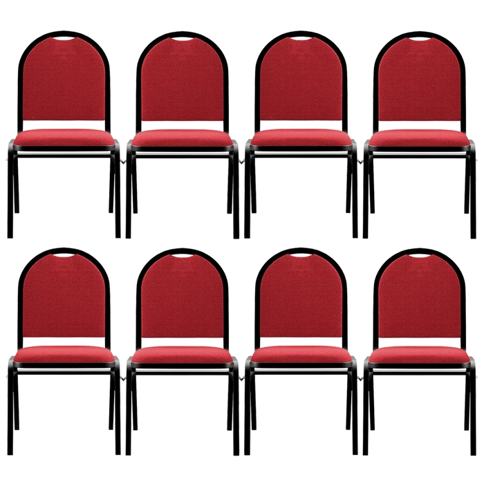 Kit 8 Cadeiras Hoteleiras Auditório Empilhável Linho Z33 Vermelho - Mpozenato