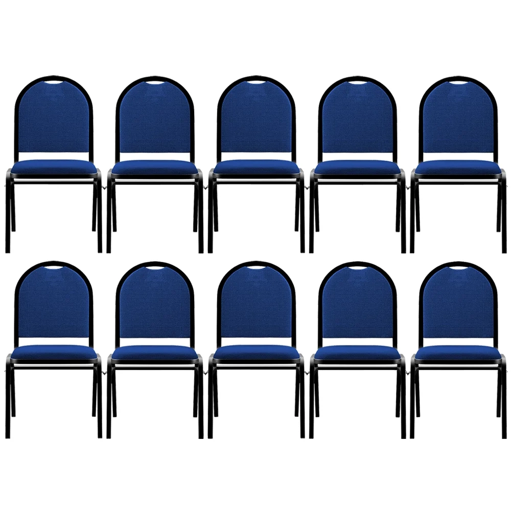 Kit 10 Cadeiras Hoteleiras Auditório Empilhável Linho Z33 Azul - Mpozenato