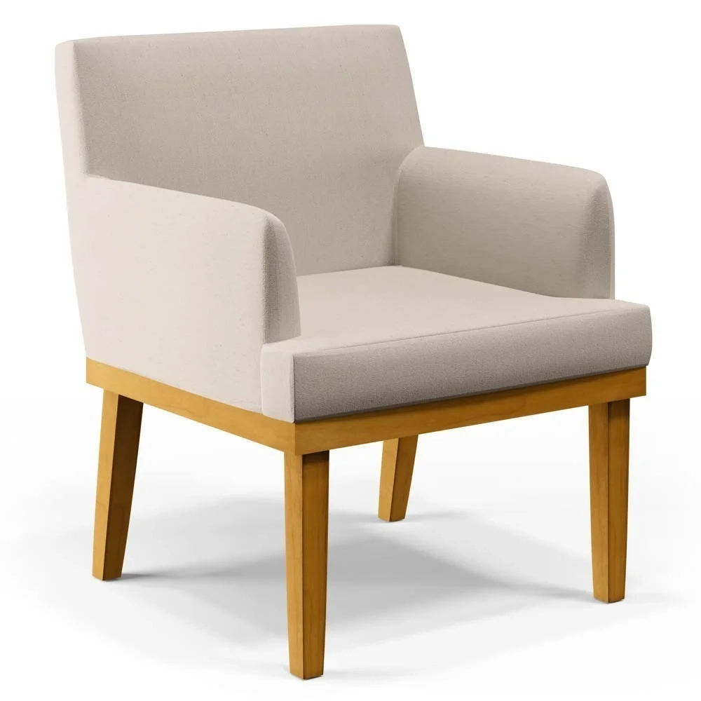 Poltrona Decorativa Sala de Estar e Recepção Vitória W01 Linho Cru - Mpozenato