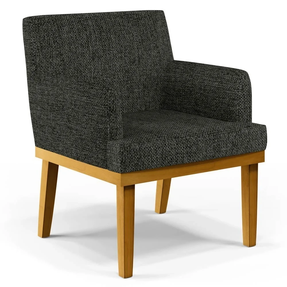 Poltrona Decorativa Sala de Estar e Recepção Vitória W01 Linho Grafite - Mpozenato