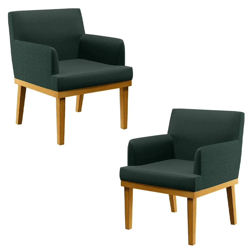 Kit 2 Poltronas Decorativas Vitória W01 Linho Verde - Mpozenato 