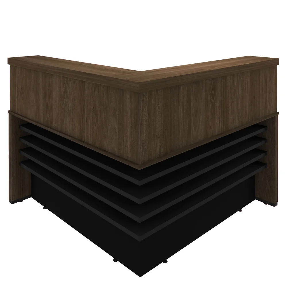 Balcão de Atendimento em L Tamburato A06 Marrom/Preto - Mpozenato