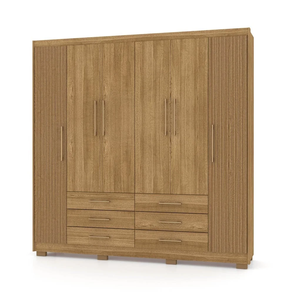 Guarda Roupa Casal 6 Portas 6 Gavetas 223cm Quebec V02 Nature/Brisa - Mpozenato