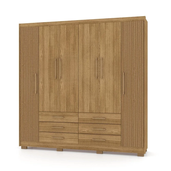 Guarda Roupa Casal 6 Portas 6 Gavetas 223cm Quebec V02 Nature/Brisa - Mpozenato